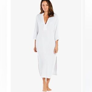 Helen Jon NWT Long White Gauze Tunic Swim Cover-Up sz M
